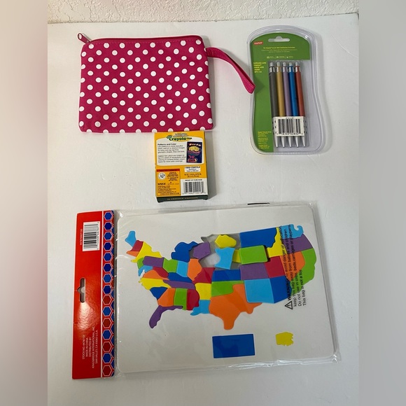 Children’s Kids Back To School Lot - Crayons - Pens - Case - United States Map - Picture 3 of 5